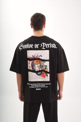 تي شيرت أوفر سايز اسود- Rise