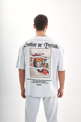 تي شيرت أوفر سايز أبيض- Rise