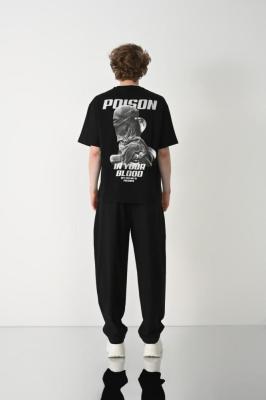 تي شيرت أوفر سايز أسود- Poison