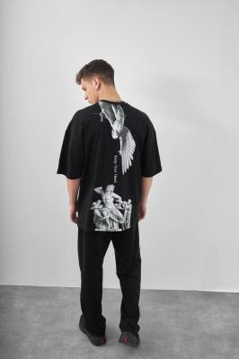 تي شيرت أوفر سايز أسود- Keep your hand