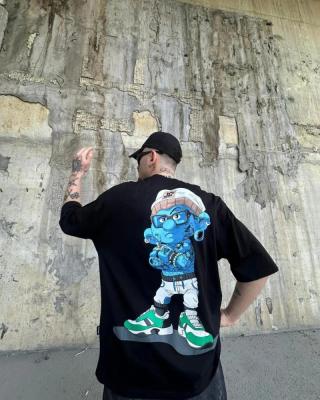 تيشيرت Smurf أسود أوفرسايز